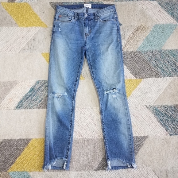Hudson Raw Tulip Hem Distressed Jeans Size 25 - Picture 1 of 6